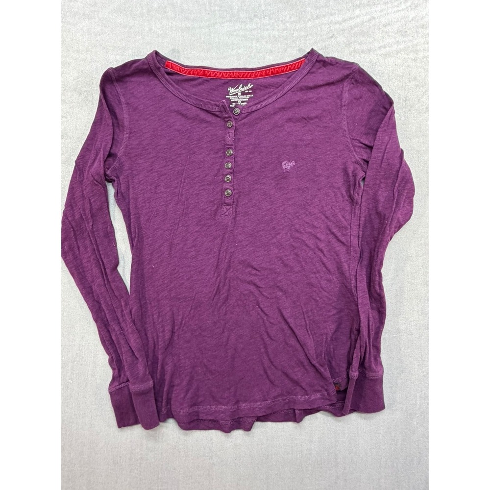 Woolrich Women Button Up Long Sleeve Shirt Purple Small
